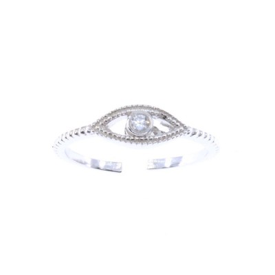 Δαχτυλίδι μάτι ασημένιο με λευκό zircon, 2078.