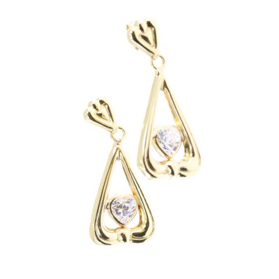 14 K long earrings with zircon heart, 2080.