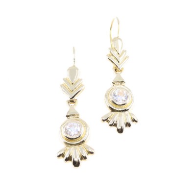 14 K pendant earrings in vintage design with zircon, 2081.