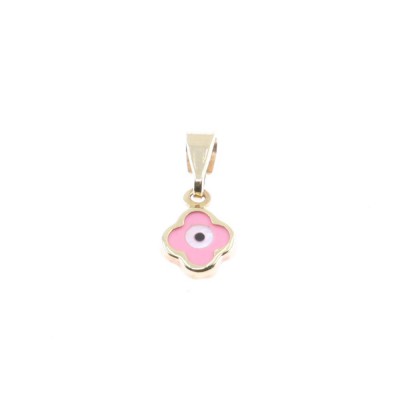 14 K gold eye pendant with pink enamel, 2089.