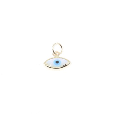 14 K gold eye pendant with white enamel, 2091.