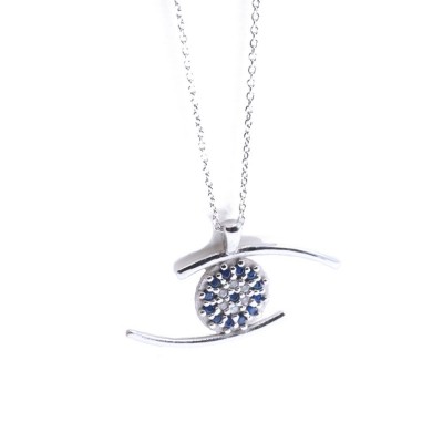 14 K white gold eye necklace with zircon, 2092.