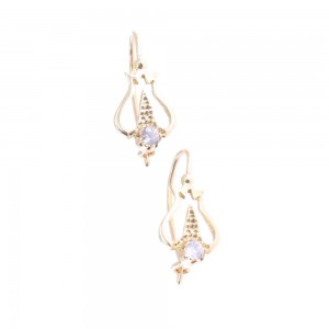 14 K gold vintage pendant earrings with zircon, 2104.