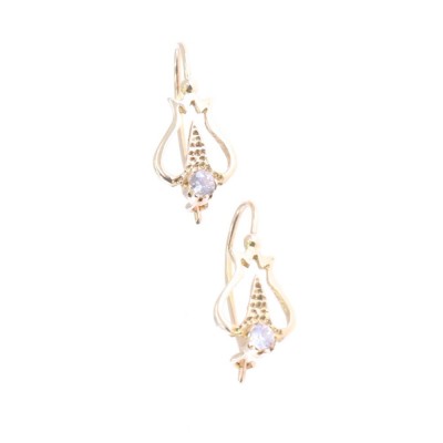 14 K gold vintage pendant earrings with zircon, 2104.