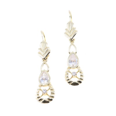 14 K pendant earrings in vintage design with zircon, 2120.