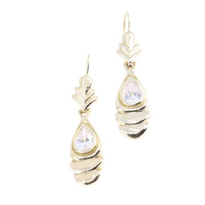 14 K pendant earrings in vintage teardrop design with zircon, 2123.