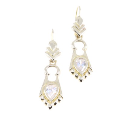 14 K pendant earrings in vintage design with zircon, 2125.