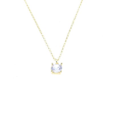 Single stone zircon necklace silver gold plated, 2151.