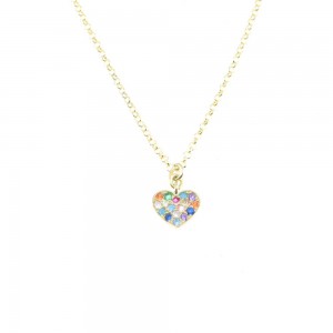 Silver heart necklace with colored zircon, gold plated, 2150.