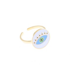 Steel ring excite fashion gold plated with enamel eye, 2144.