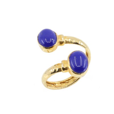 14 K gold hammered ring with lapis, 2163.