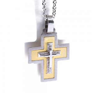 18 K double sided cross in white and yellow gold, 2167.