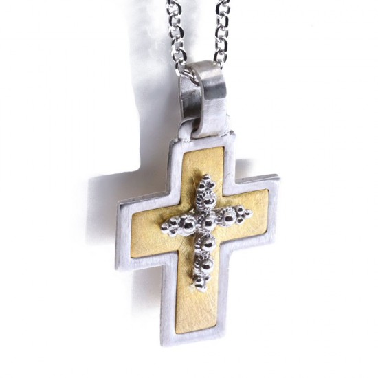18 K double sided cross in white and yellow gold, 2167.