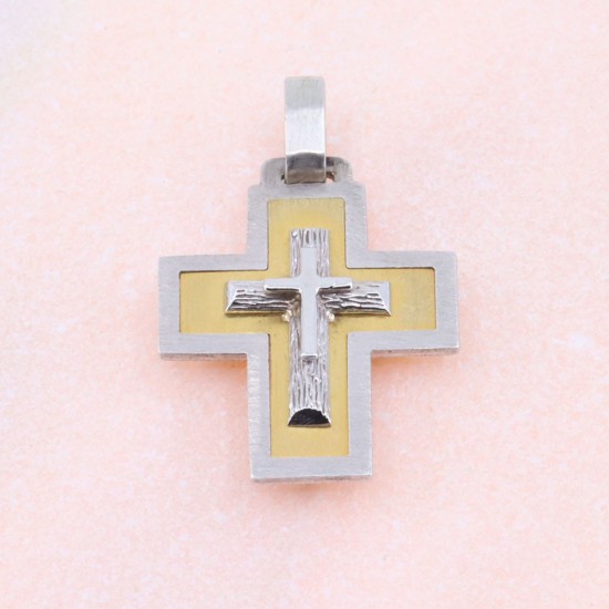 18 K double sided cross in white and yellow gold, 2167.