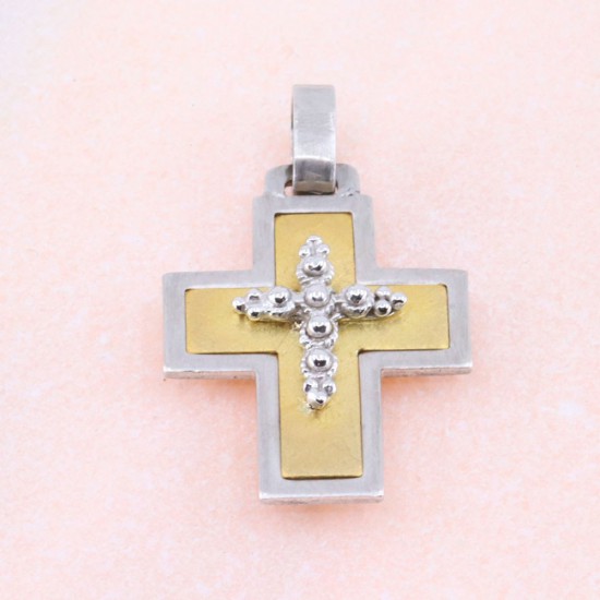 18 K double sided cross in white and yellow gold, 2167.