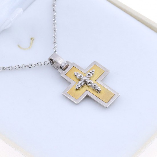 18 K double sided cross in white and yellow gold, 2167.
