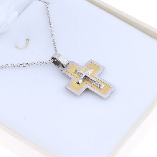 18 K double sided cross in white and yellow gold, 2167.