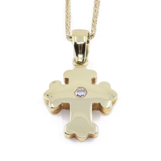18 K cross in shiny gold with diamond, 2168.