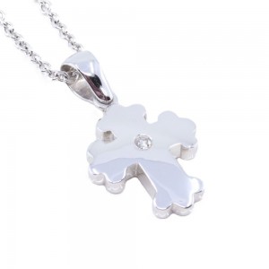 18 K cross in shiny white gold with diamond, 2170.
