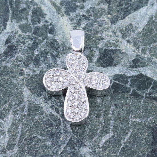 Σταυρός 14 Κ bull λευκόχρυσος με zircon, 2240.