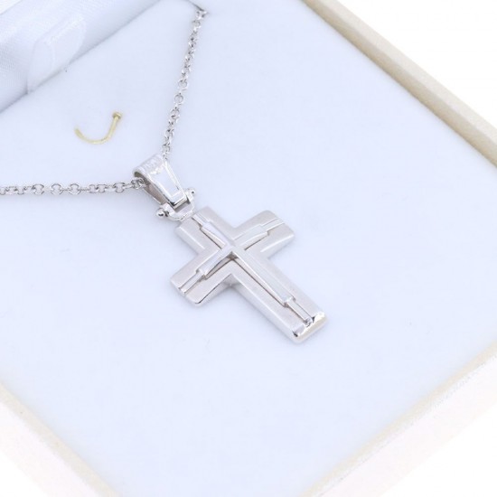 Cross in 14 K matte - glossy white gold, 2245.
