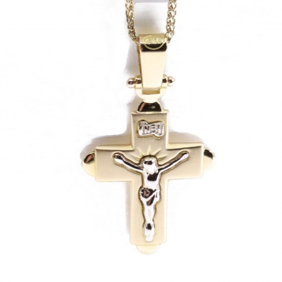 Cross in 18 K crucified in yellow and white gold, 2248.