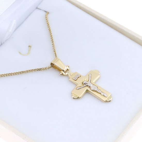 Cross in 18 K crucified in yellow and white gold, 2248.