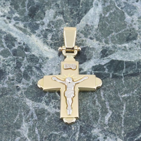 Cross in 18 K crucified in yellow and white gold, 2248.