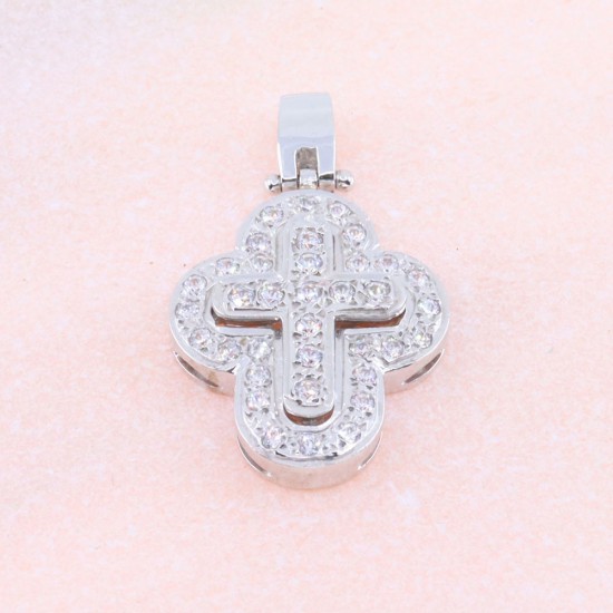 Σταυρός 14 Κ λευκός χρυσός με zircon, 2254.