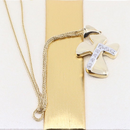 14 K yellow gold cross in modern design with zircon, 2258.