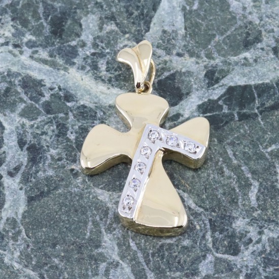 14 K yellow gold cross in modern design with zircon, 2258.