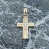 14 K cross with zircon in matte and shiny gold, 2266.