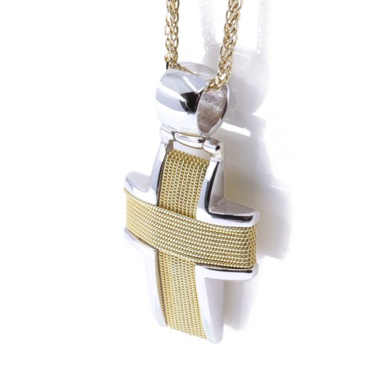 18 K cross with frame in white and yellow gold wire design, 2268.