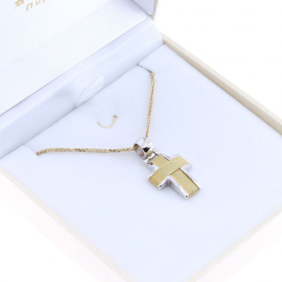 18 K cross with frame in white and yellow gold wire design, 2268.
