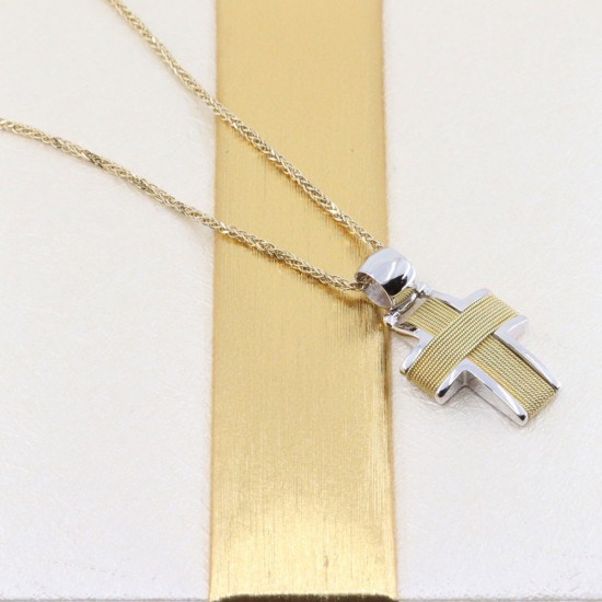18 K cross with frame in white and yellow gold wire design, 2268.