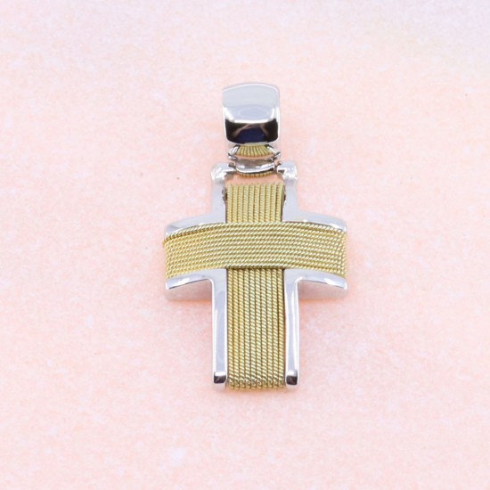 18 K cross with frame in white and yellow gold wire design, 2268.