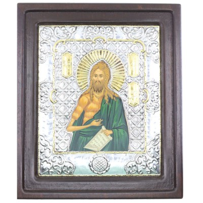 Silver icon Saint John the Forerunner 17 x 20 cm, iconotechniki.