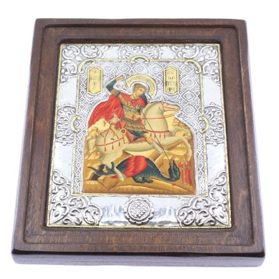 Ασημένια εικόνα Άγιος Γεώργιος 17 x 20 cm, iconotechniki.