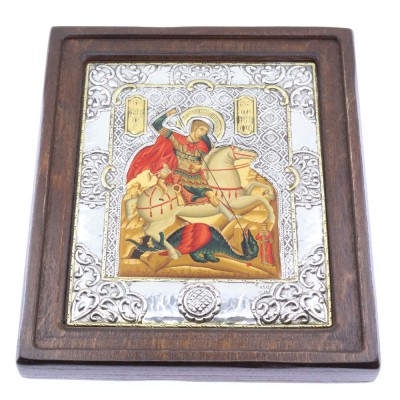 Silver icon Saint George 17 x 20 cm, iconotechniki.