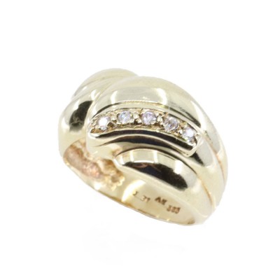 14 K ring in bull design with zircon, 2300.