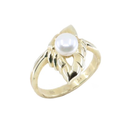 14 K yellow gold ring with pearl, 2314.