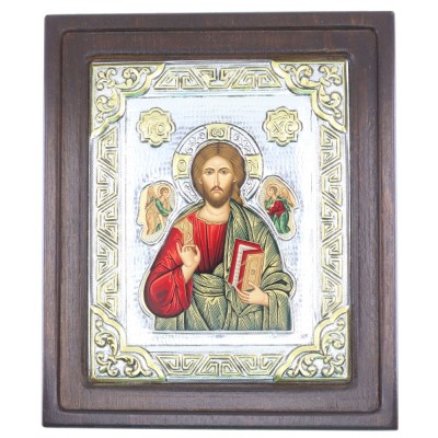 Ασημένια εικόνα Ιησούς Χριστός 17 x 20 cm, iconotechniki.