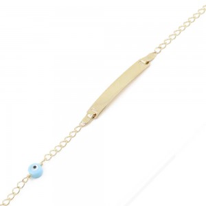 Children's id bracelet in 9K yellow gold with blue eye al'oro, 2359.