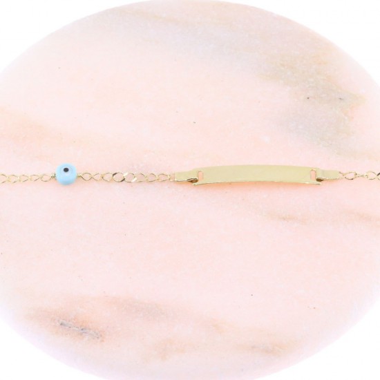 Children's id bracelet in 9K yellow gold with blue eye al'oro, 2359.