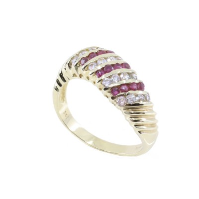 14K ruby and zircon twist ring, 2367.