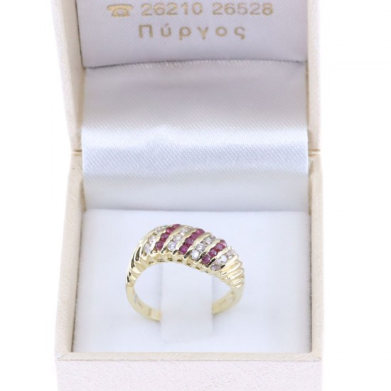 14K ruby and zircon twist ring, 2367.
