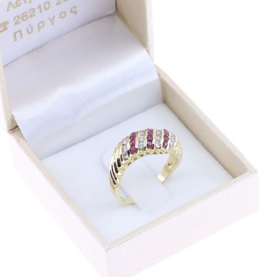 14K ruby and zircon twist ring, 2367.