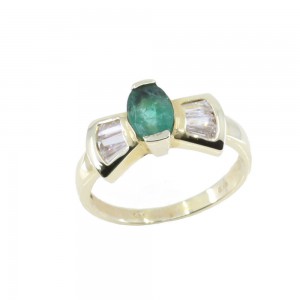 14K yellow gold ring with emerald and zircon, 2380.