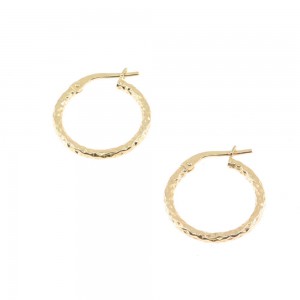Silver gold-plated hoops, in forged design 17mm, 2384.