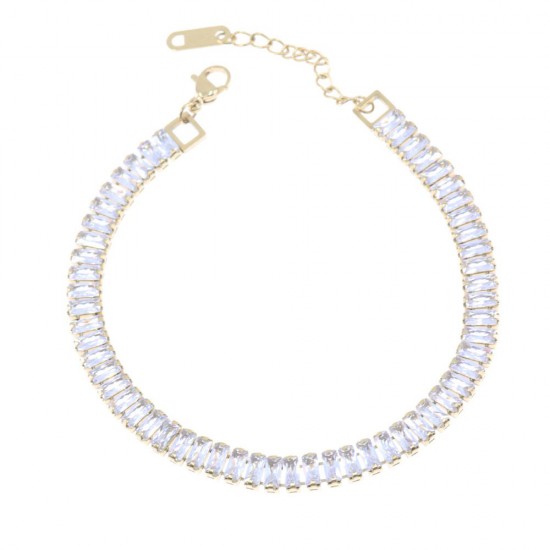 Riviera excite bracelet, with white zircons in gold-plated stainless steel, 2416.
